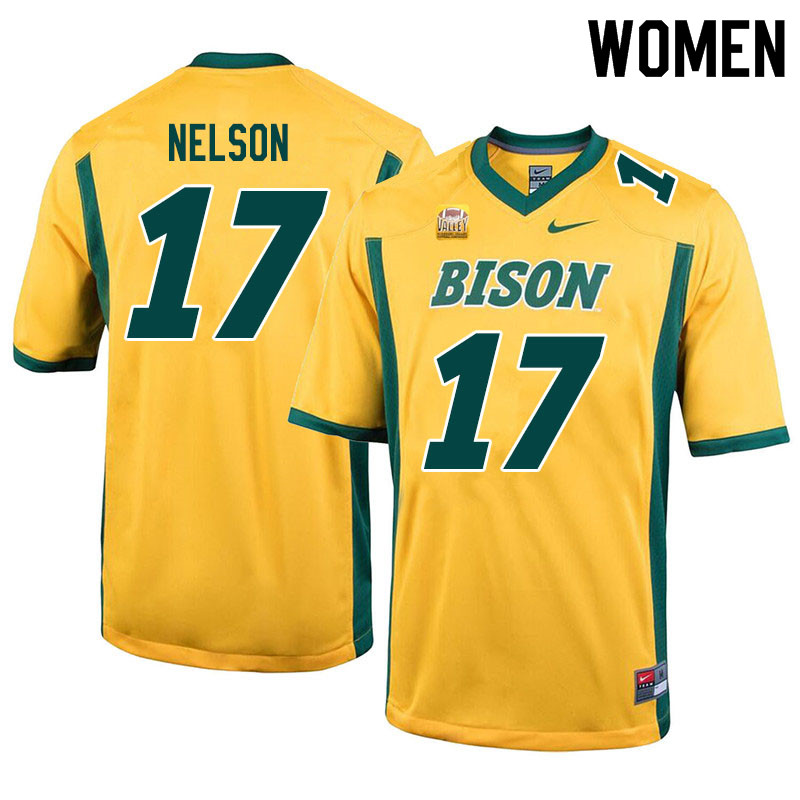 Women #17 RaJa Nelson North Dakota State Bison College Football Jerseys Sale-Yellow